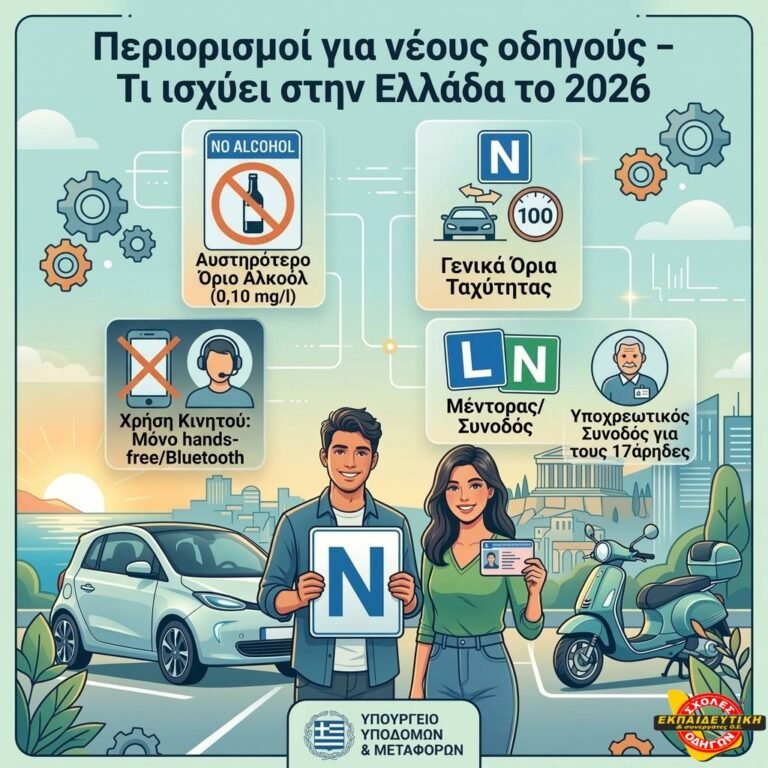 Περιορισμοί για νέους οδηγούς | Τι ισχύει στην Ελλάδα το 2026